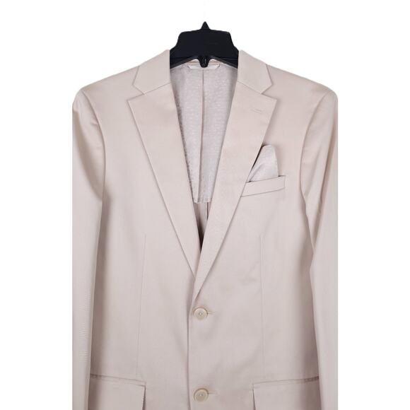 Bar III Men's Slim-Fit Stretch Cotton Suit Jacket Tan Solid 38L NWOT - Picture 4 of 7